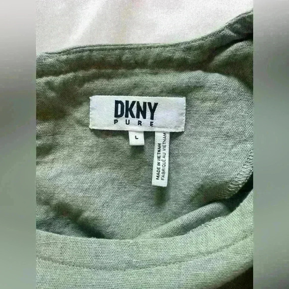 DKNY Pure Linen Cropped Shirt Green women’s Size Large - Picture 6 of 10